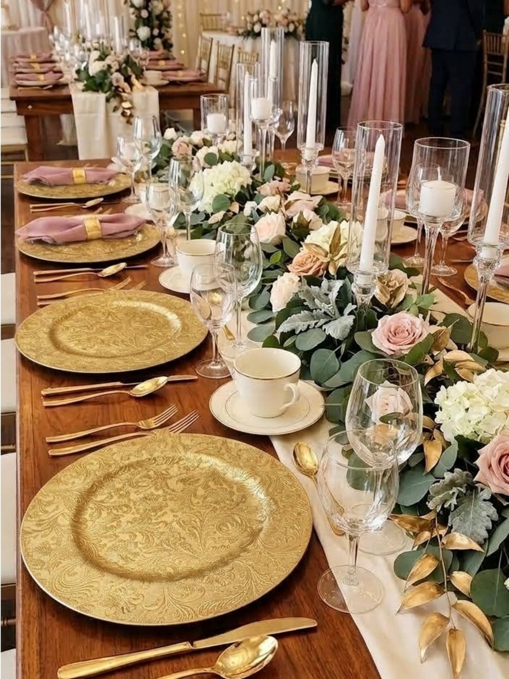 Gold Textured Plastic Charger Plates - Set of 24